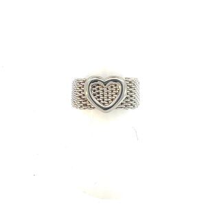 Tiffany & Co Estate Somerset Heart Ring 7 Silver 9.60 mm TIF609